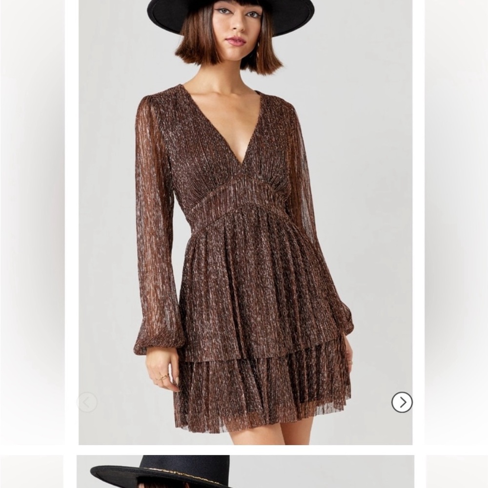 Francesca's Sienna Tiered Shimmer Mini Dress